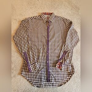 Robert Graham Purple,‎ Cream And Black Size Large Dress Shirt